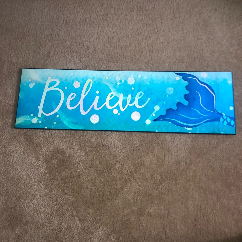 Believe Mermaid Lenticular Wood Wall Decor